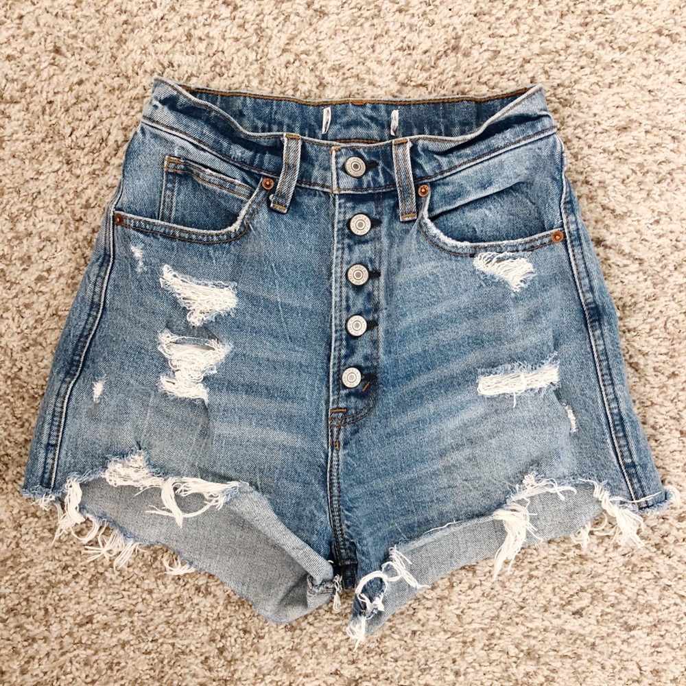 High Rise Curve Love Button Up Denim Shorts